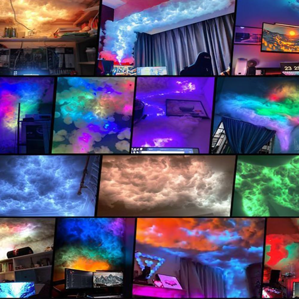 Skiennix 3D Thundercloud Storm Ceiling Light - Music Sync Fluffy Cloud Design for Gaming Room & Bedroom Decor