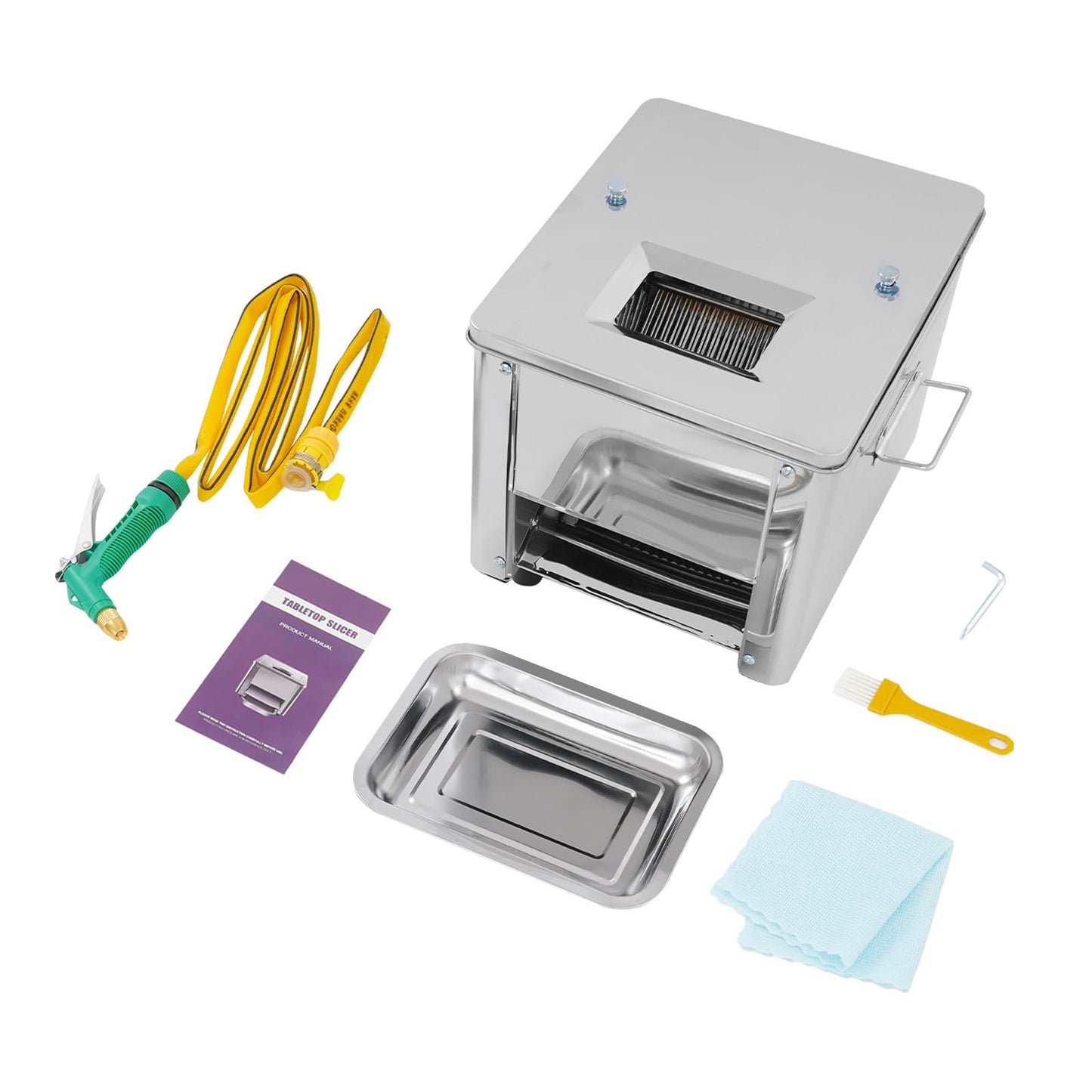 Commercial Meat Cutting Machine for Restaurant 850W 7mm Blade Automatic Electric Meat Cutter Stainless Steel Slicing Shredding Machine, 330lb/h for Cutting Boneless Pork Beef Chicken Fish