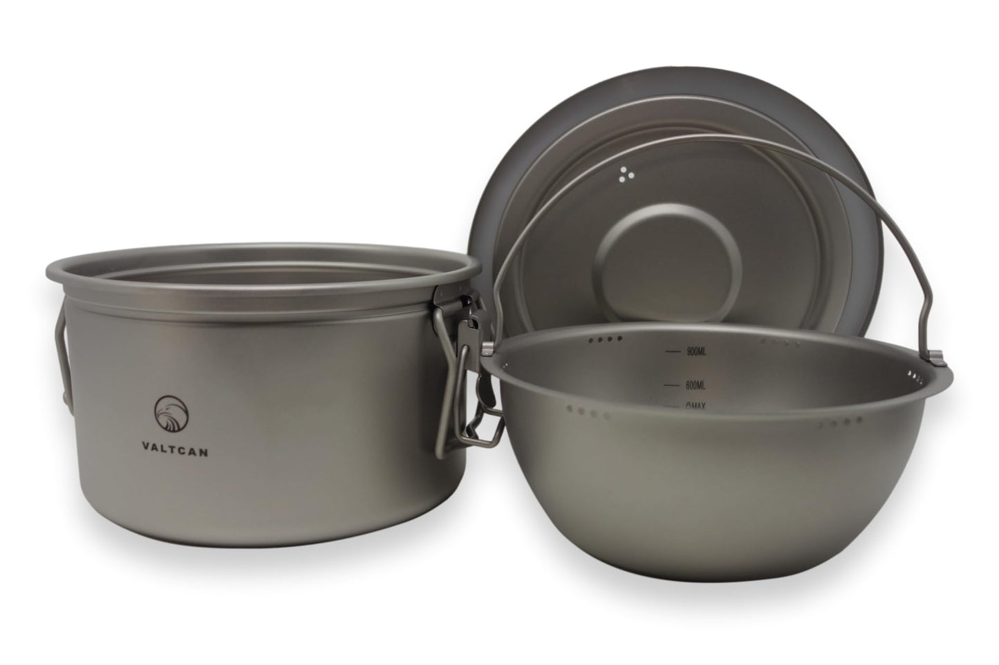 Valtcan 2000ml Titanium Rice Cooker Pot with Locking Lid 67 fl oz, Grade 1 No Coating PFAS-Free, Inner Pot with Measurement Marks, Ultralight 589g Camping Cookware for Backpacking Home Kitchen