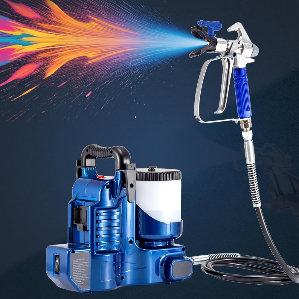 Cordless Paint Spraying Gun, Quickly Shot Spraying Compatible with Makita 18V Battery, Spraying Paint Gun with 70inch Adjustable Hose for 360° Full & High Reaching Paint (Batteries Included, Blue)