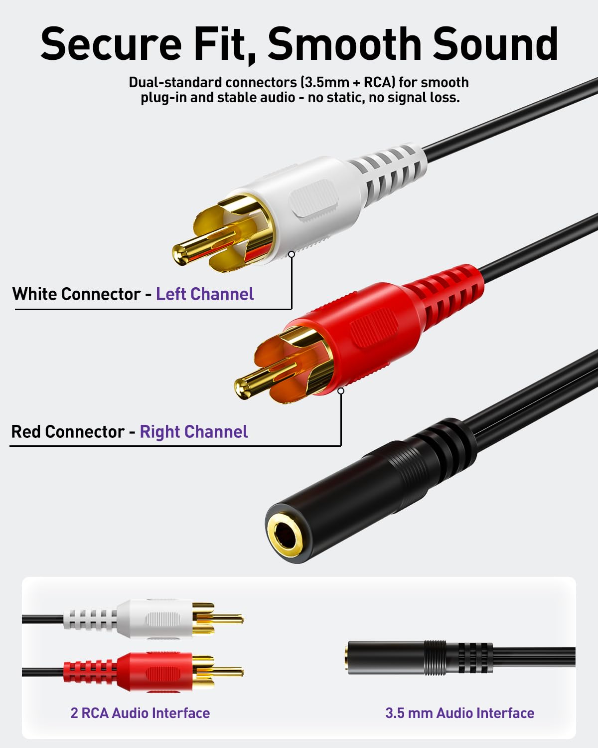 3.5mm 2 2-Pack, MP3, (39 inch) VCE Female to RCA Splitter Male Stereo Audio Y Cable Gold Plated Adapter Compatible