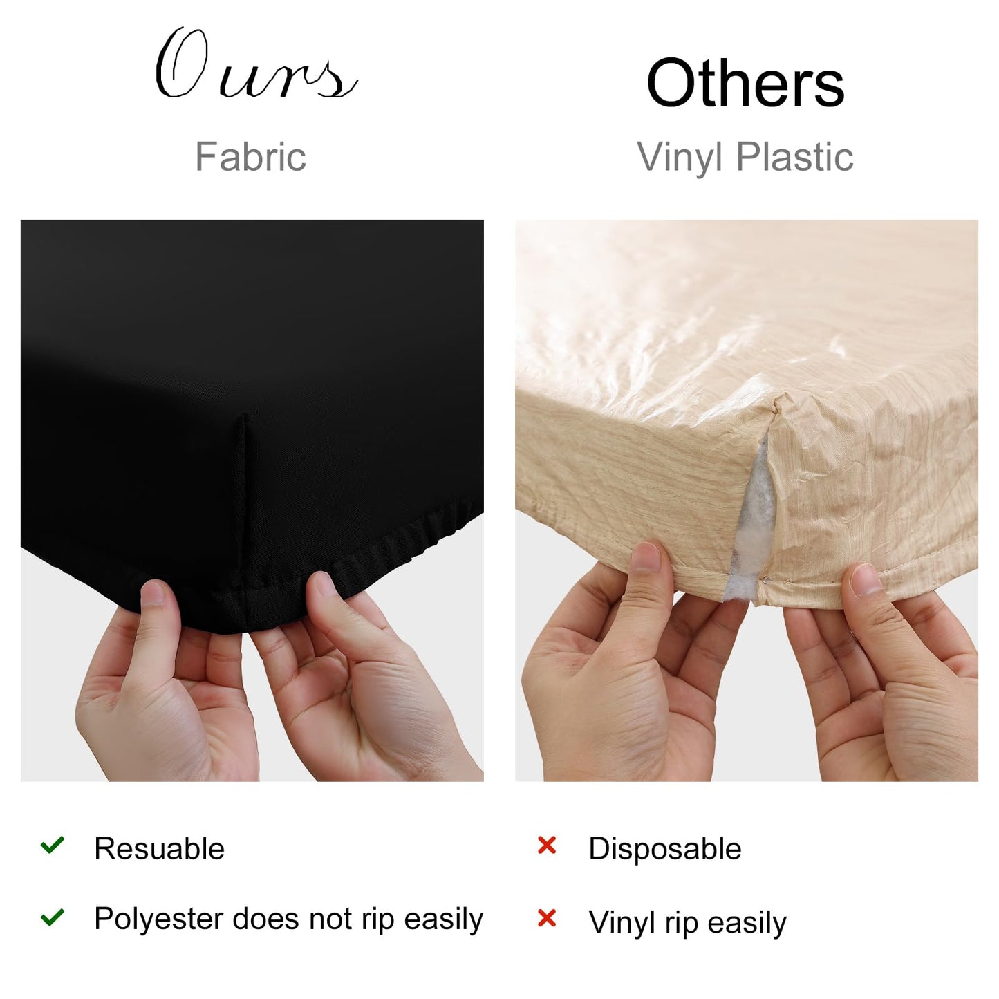 homing 6 Packs 6 Foot Rectangle Tablecloths, Washable Polyester Elastic Fitted Fabric Table Protector, Waterproof Table Cover for Picnic, Camping, Outdoor (Black, 30" x 72")