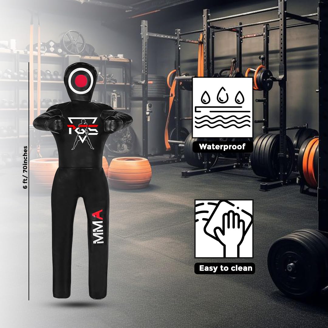 PGS Grappling Dummy – Unfilled Wrestling, BJJ, MMA, Judo & Karate Training Partner – Durable Vinyl Punching Bag for Martial Arts Practice - UNFILLED (6FT - 70")