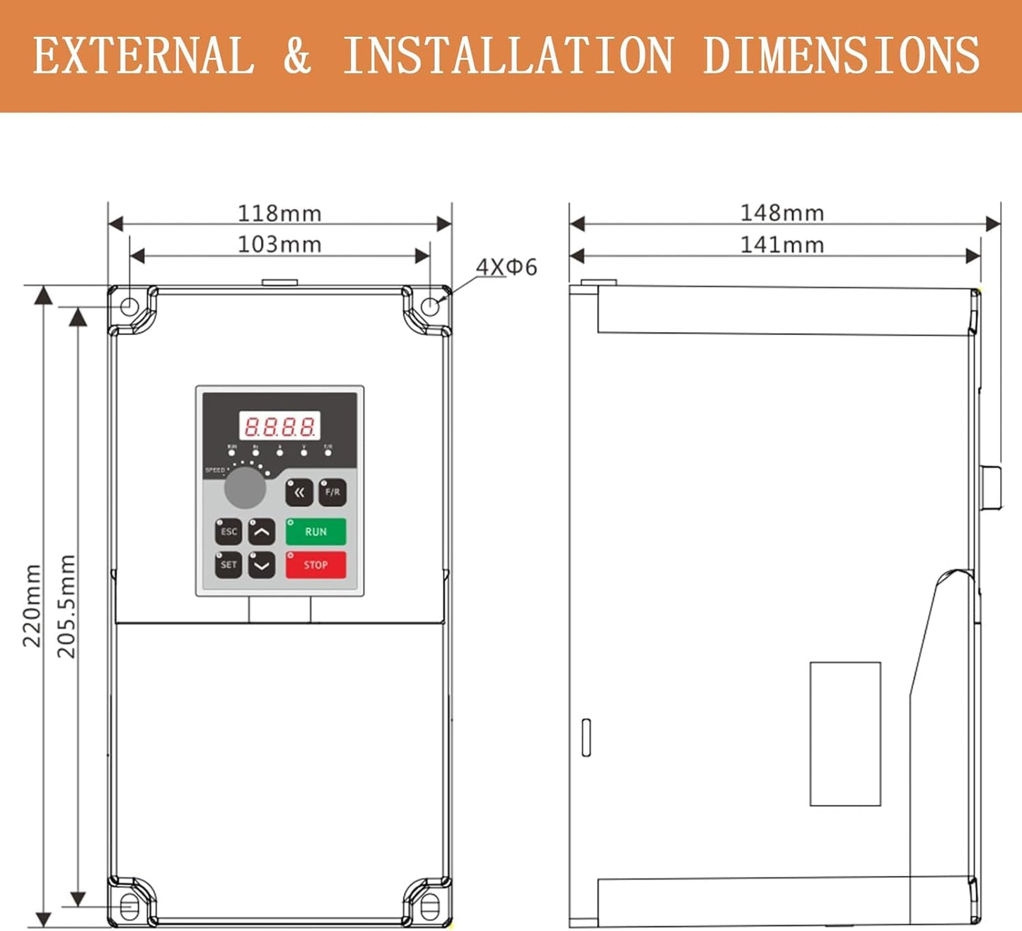 QNK 5.5KW 7.5HP 380V AC 12.5A VFD Converter Single to 3 Phase Inverter Variable Frequency Drive for CNC Spindle Motor Speed Controller