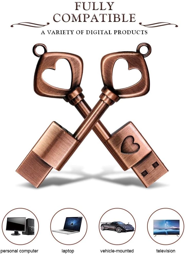 EZITSOL 64GB 3.0 100MB/S USB Wedding USB Flash Drive with Wooden gift Box, High Speed Up to Keychain exFat Thumb Drive