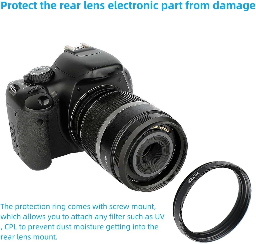 Keabroir 52mm NEX-52K Metal Macro Reverse Adapter Ring Manual Focus Camera Mount Lens Converter + Rear Lens Mount