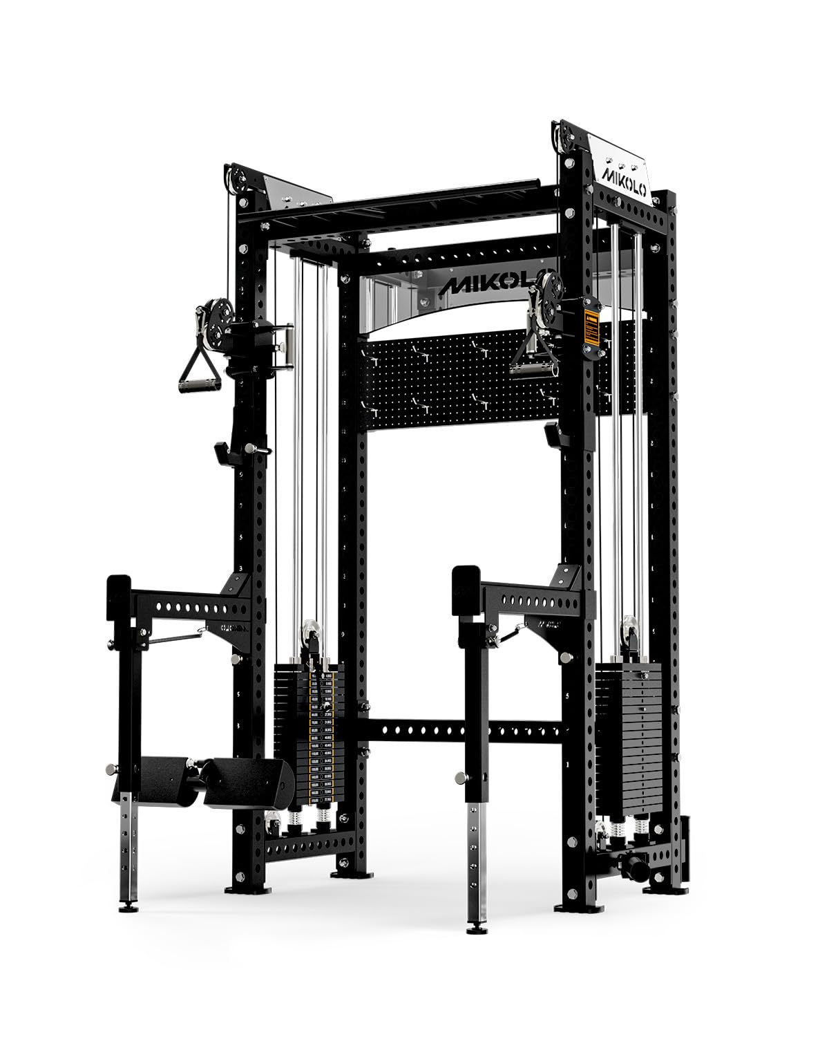 Mikolo Anubis-2.0 Smith Machine with Weight Stack, 3“×3” All-in-One Power Cage with LAT Pulldown & Cable Crossover, 3200LBS Multi-Function Trainer with Aluminum Pulley System for Fitness Home Gym