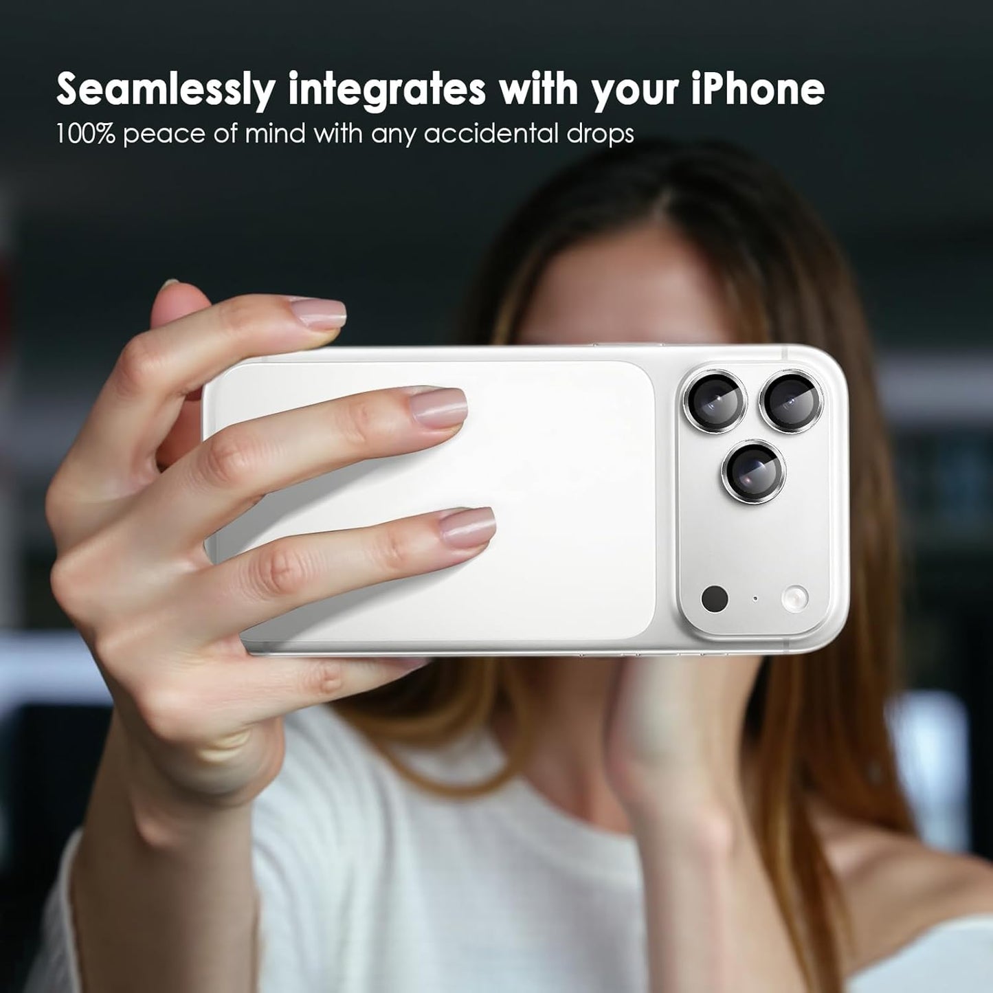 17 17 9H TENOC Camera Lens Protector for iPhone Pro & iPhone Pro Max, Tempered Glass Camera Screen Cover, Silver Metal