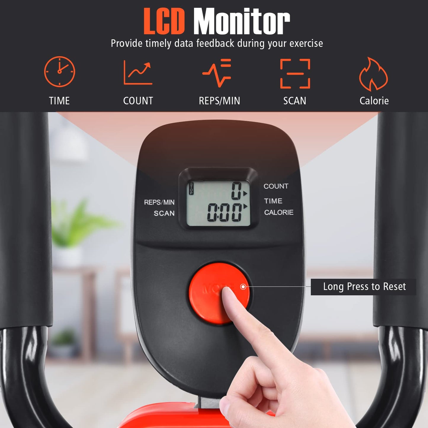 GYMAX Ab Machine, Abdominal Fitness Trainer with 3 Adjustable Resistance & LCD Monitor, Whole Body Workout Equipment Core Waist Cruncher for Home Gym Strength Training