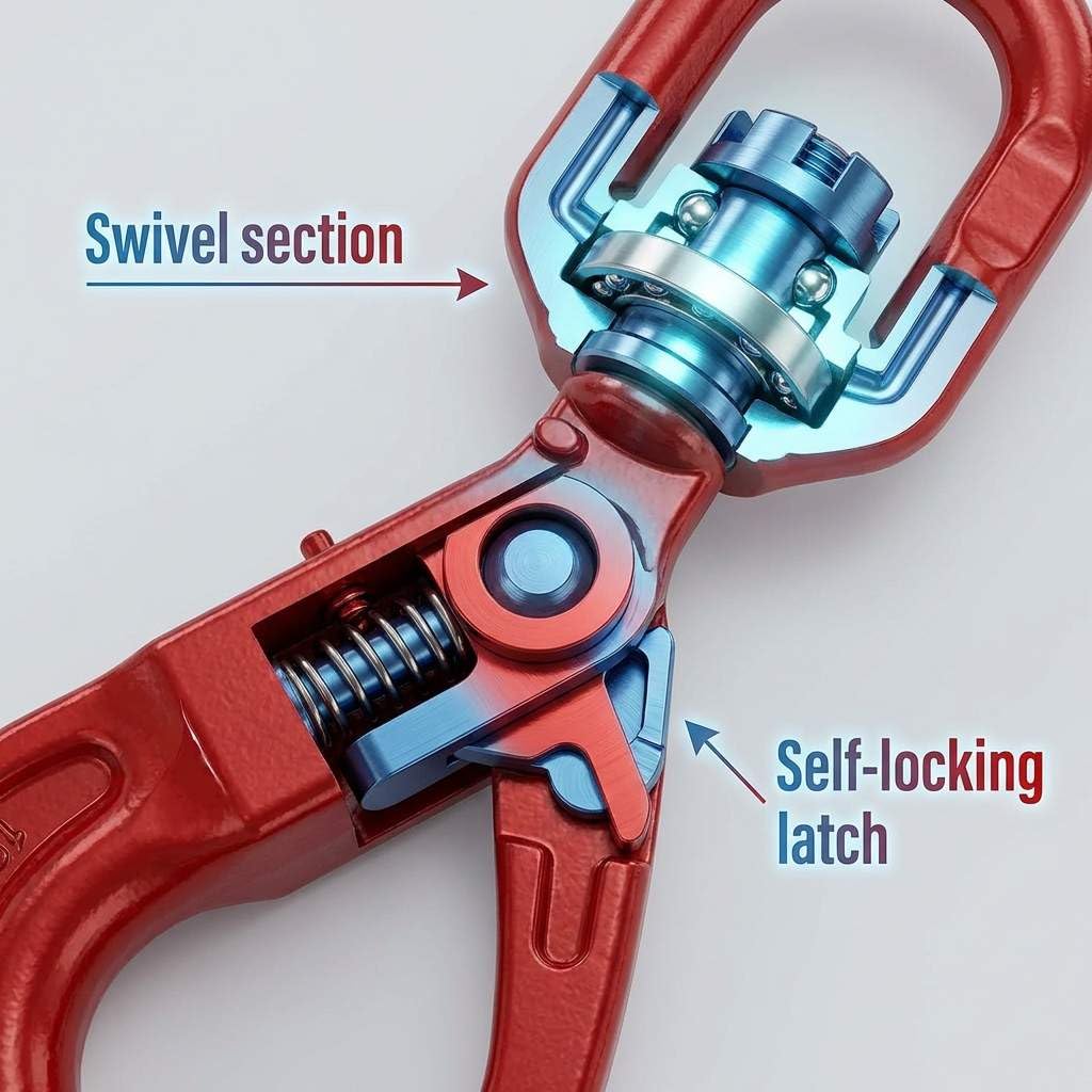 QWORK Grade 80 Forged Swivel Self-Locking Hook, 7100Lb – Heavy Load Chain Connector for Hoisting, Rigging & Lifting
