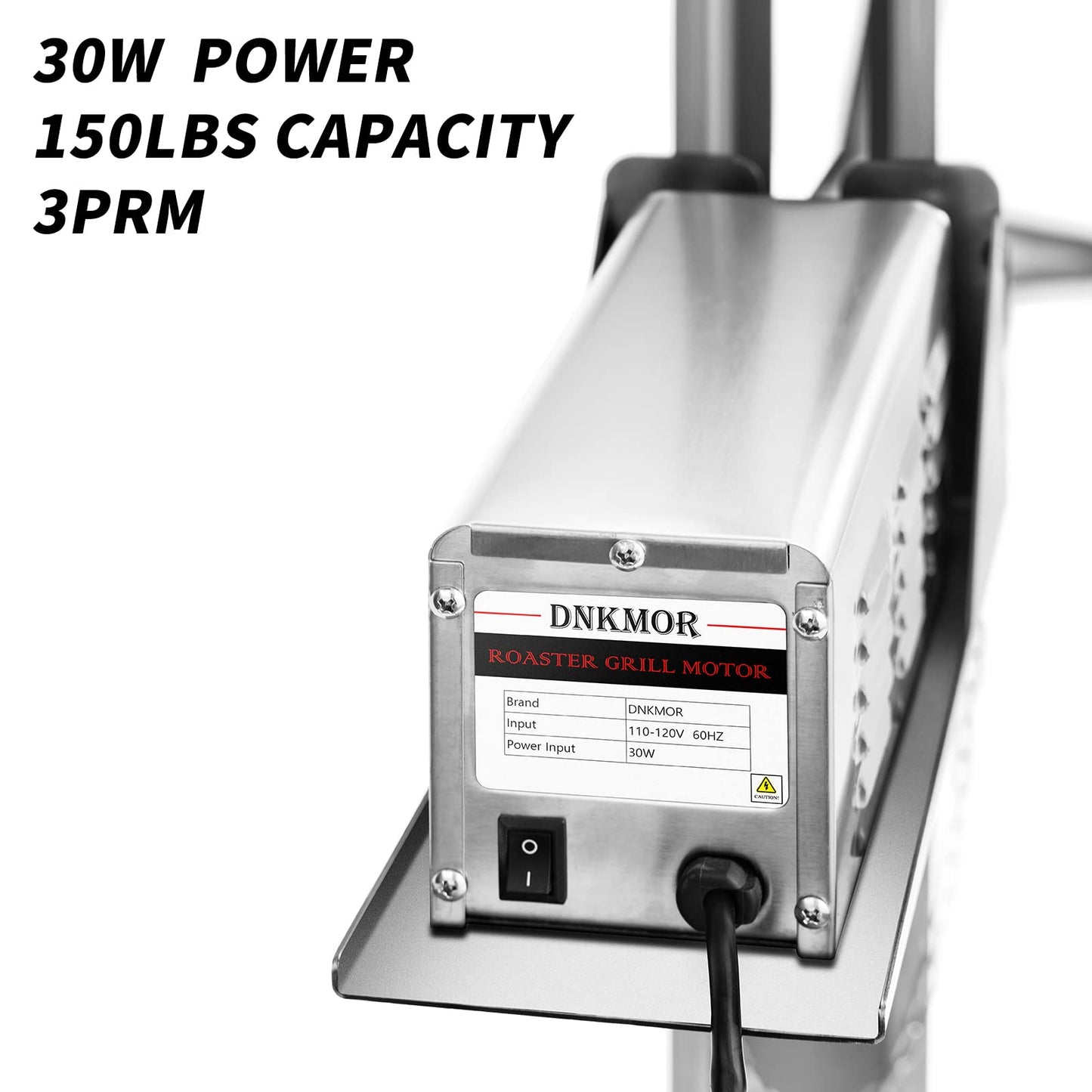 Rotisserie Grill Stainless Steel Charcoal Spit Roaster, 50" Pig Lamb Hooded Roaster Charcoal Spit with 30W Motor & Adjustable Height Lockable Casters for Outdoor Camping Party, Rated 150 LB
