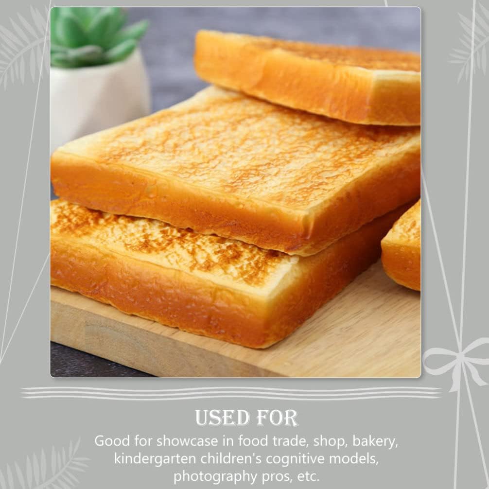 2 4.52X4.52X0.78 Inch Kisangel Simulated Bread Adornments Pcs Realistic Toast Model Ornaments for Photography Props