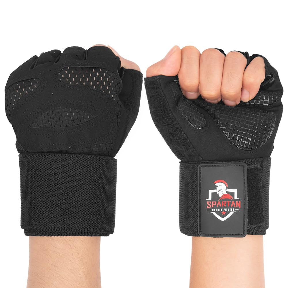 Spartan Gym Gloves for Men & Women – Weight Lifting Gloves with Wrist Support, Full Palm Protection, Breathable Non-Slip Grip for Weightlifting, Workout, Training, Fitness, Crossfit, Exercise