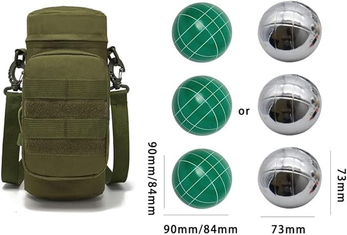 Bocce Ball Bag for 90mm 84mm 73mm 3 Bocce Game,Multifunctional, Zip Design, Powerful. Size: 27 x 12 x 12 cm、
