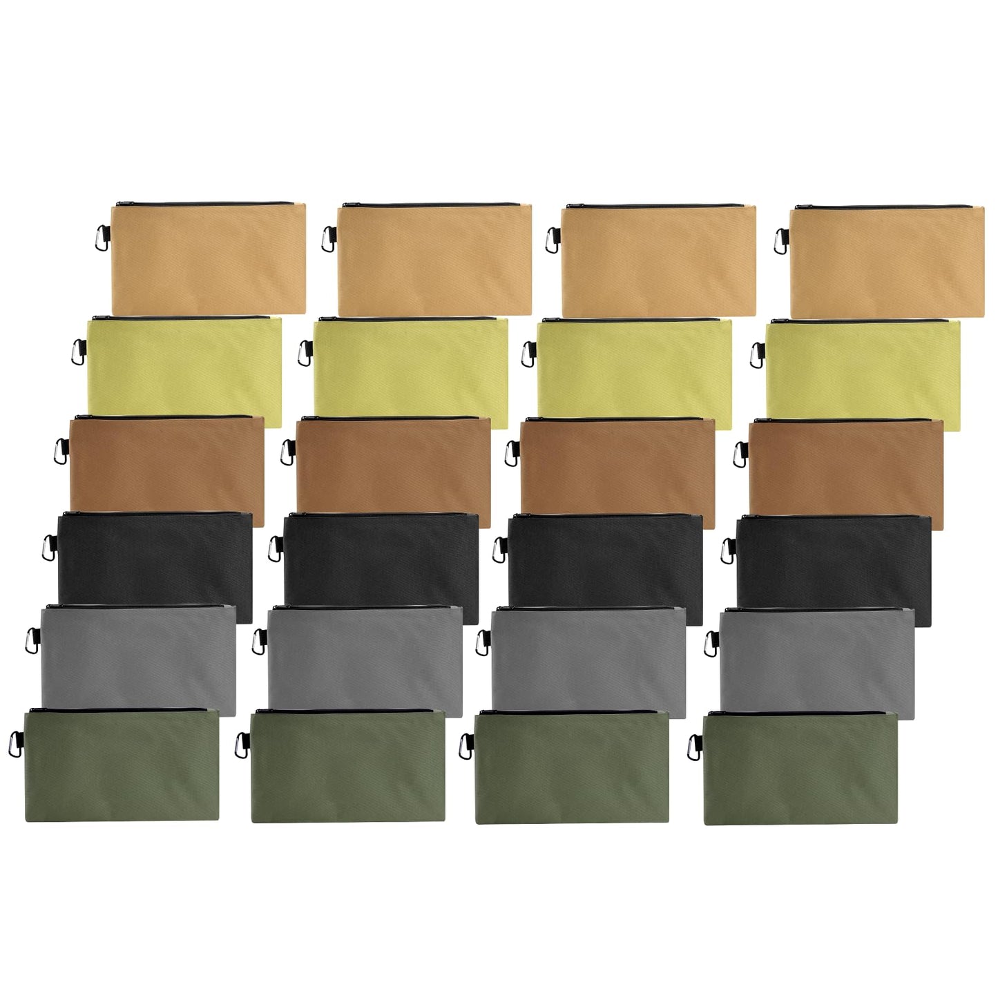 24 Pack Premium Tool Pouch Zipper Bag Premium Tool Pouch 600D Oxford Small Tool Bags with Carabiner Metal Zipper for Tools,Stationary, Pencil Pouch Craft Supplies,Electronics(12.6 inches x 7 inches)