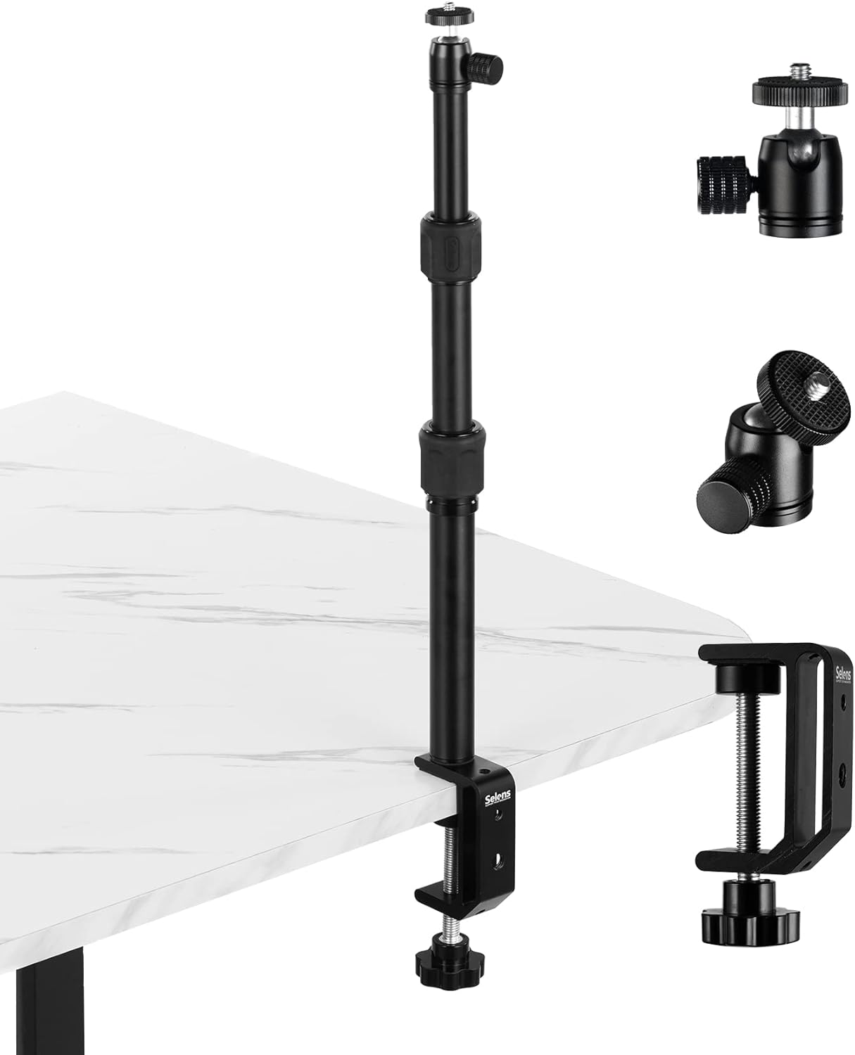 Selens 9.4"-18.5" 1/4" Tabletop Camera Desk Mount Stand, with Ball Head, Adjustable Desktop Stand Mount for DSLR