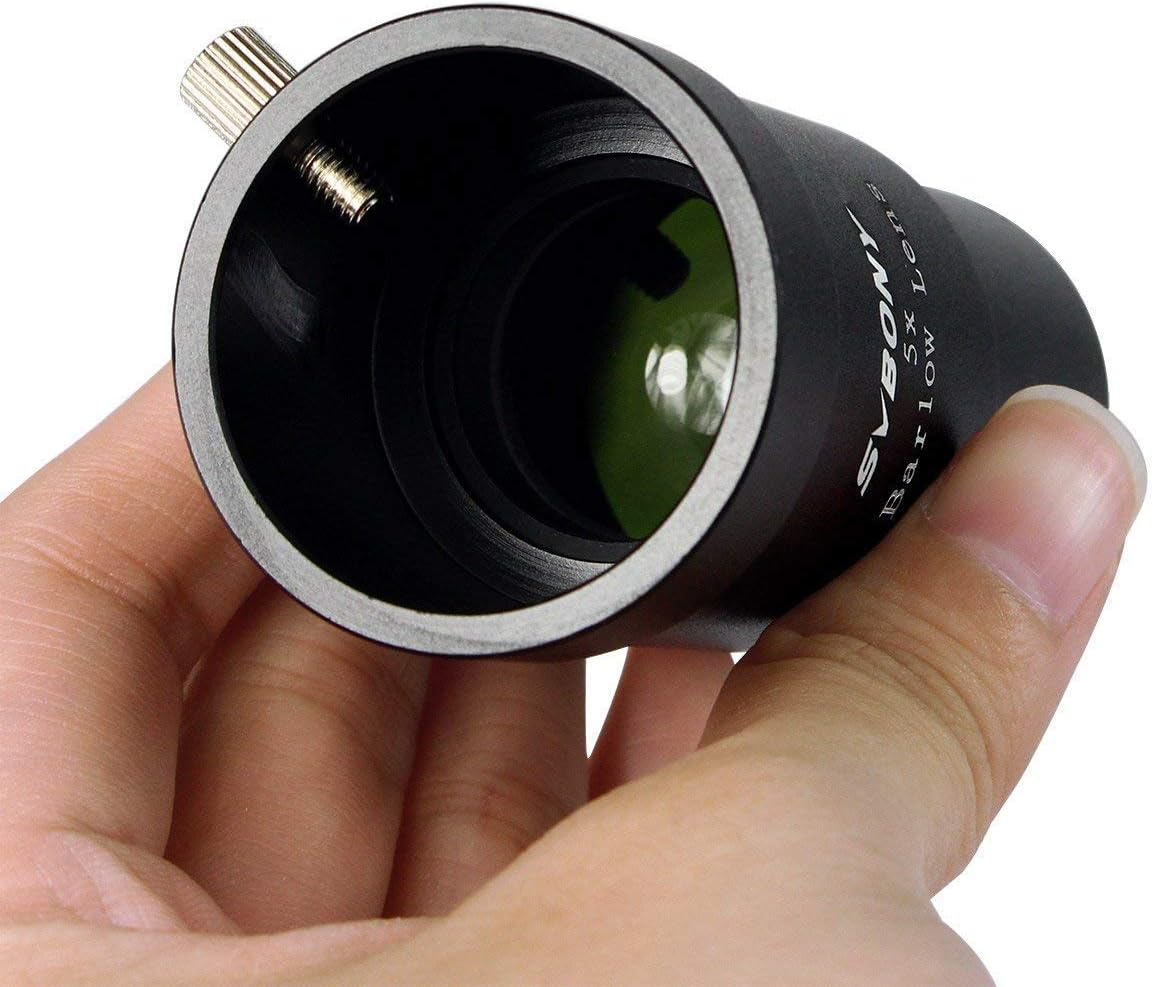 SVBONY 5X, 1.25 Inch 5X Telescope Barlow Lens Telescope Accessory, Fully Multi Coated Broadband Green Film Barlow Lens