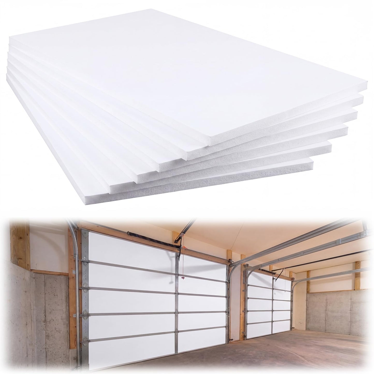 Pangda 8 Pcs 48"x24"x0.4" Garage Door Insulation Kit, EPS Foam Panels for 8x7/ 8x8 ft Temperature Control, Noise Reduction, DIY Installation for Winter Cold Summer Heat, One Car Garage