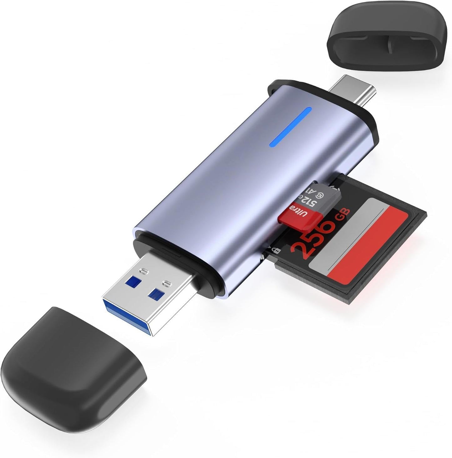 AUKOKIOULA 3.0 5Gbps 2-in-1 16/15, USB SD Card Reader, Type-C & USB-A Dual Slot Memory Card Reader, Simultaneous