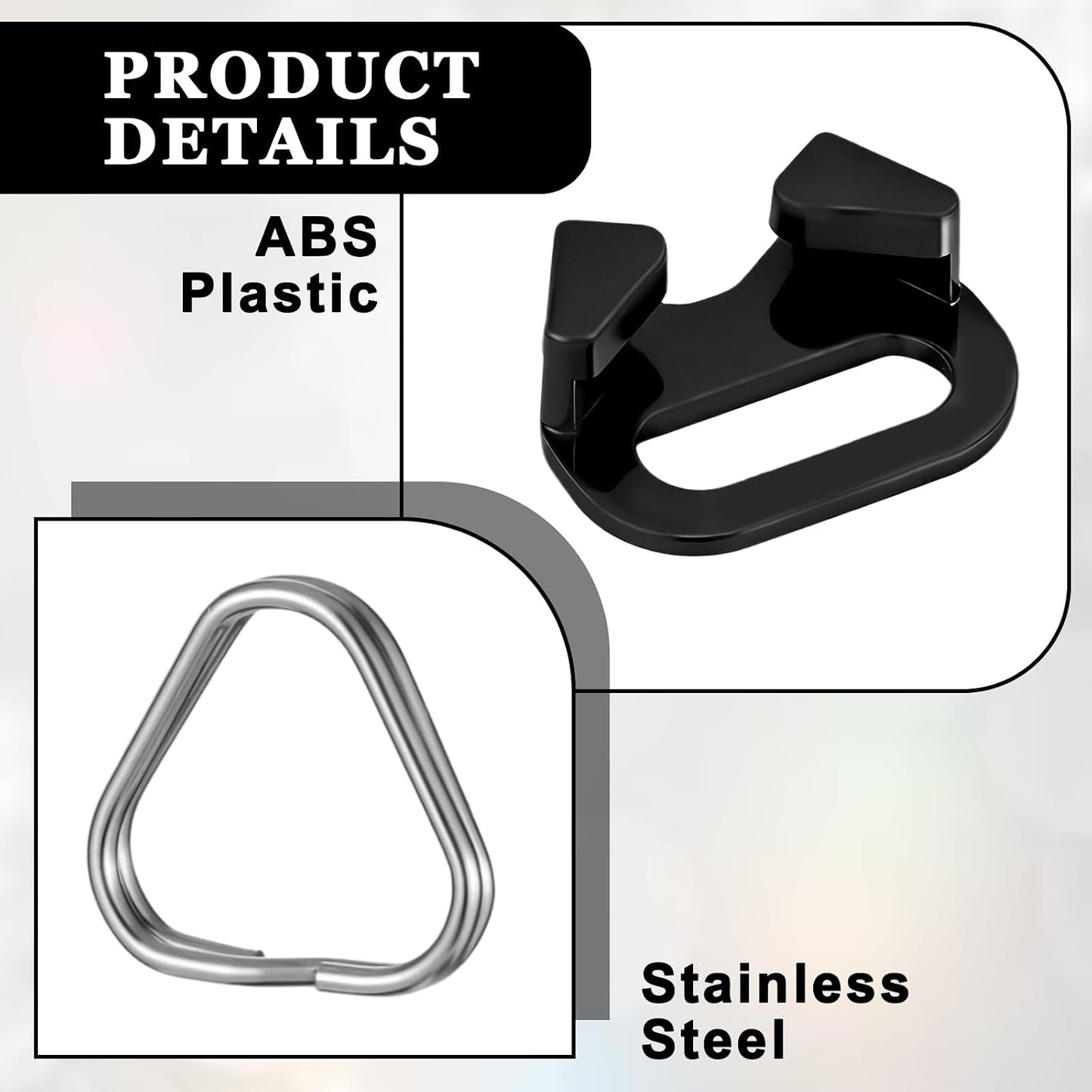 Yuomeaz 6 Pcs Stainless Steel Camera Strap Ring, Camera Strap Triangle Split Ring with Plastic Cap, Cameras Lanyard