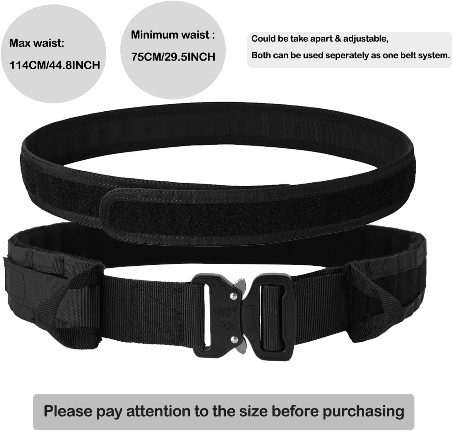 BOMTURN Battle Belt Tactical With Accessories: Duty Law Enforcement Combat Airsoft Police Belt With Pouches 7pcs