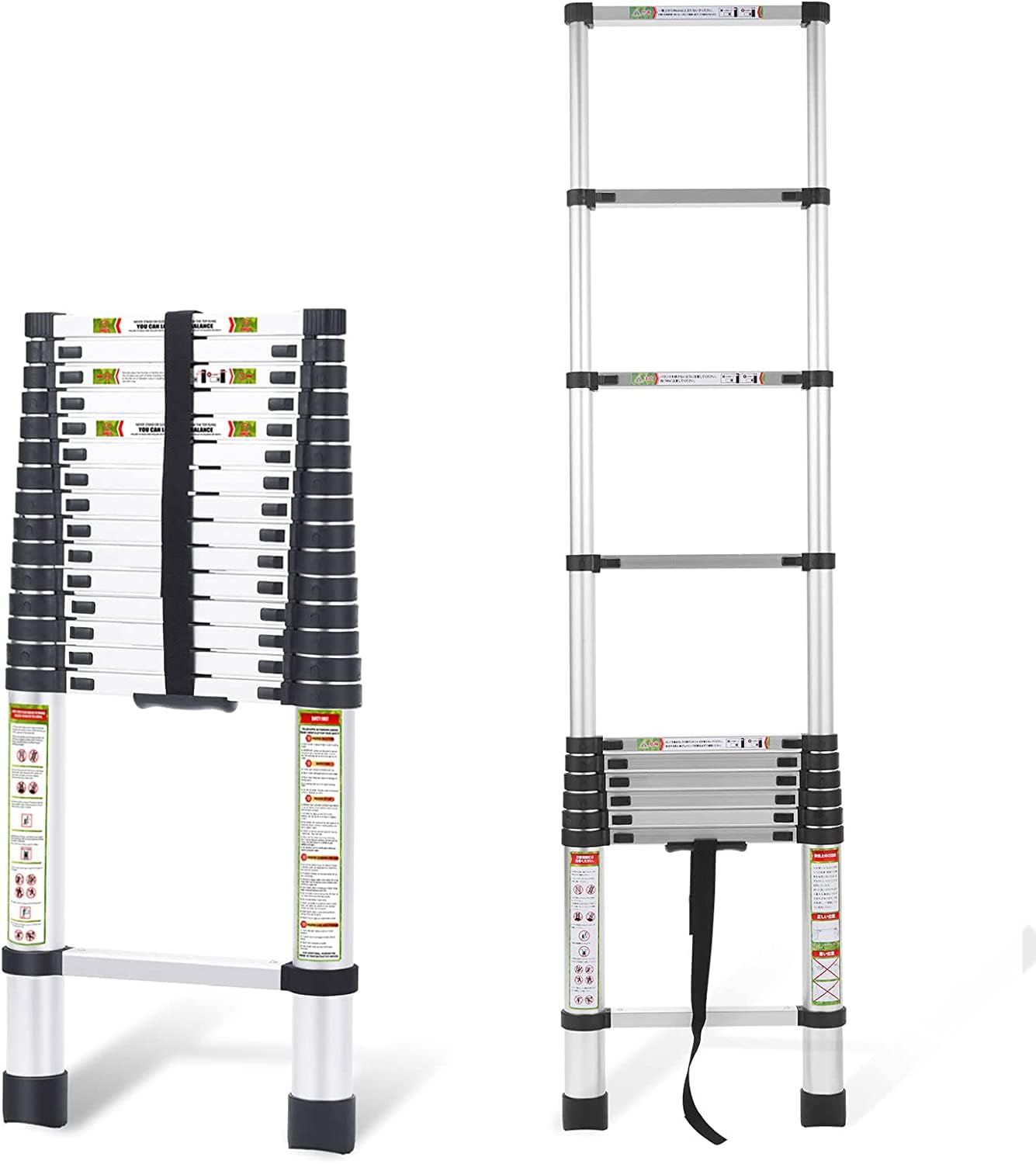 RIKADE Telescoping Ladder 20.3FT & Attic Ladder, Heavy Duty Aluminum with Non-Slip Feet, 330lb Capacity for RV, Attic, Roof & Multi-Surface Use