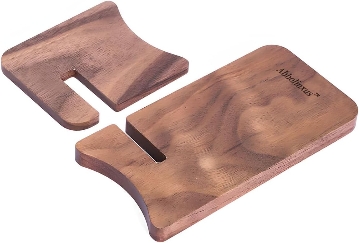 Abbolinxus Solid Wood Phone Stand, Desktop Wooden Phone Stand, Simple Phone Holder, Compatible with All Phones (Walnut