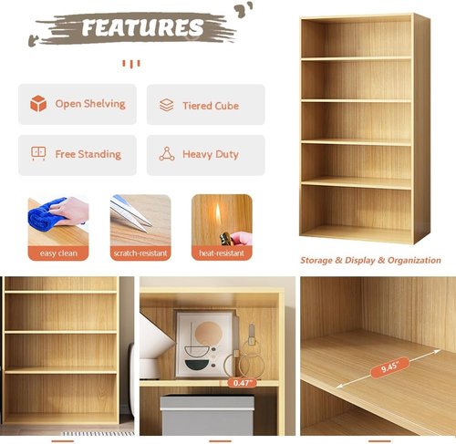 NELYÉ Basic Open Shelf Bookcase - 3-Tier Wooden Cube Storage Shelves in White