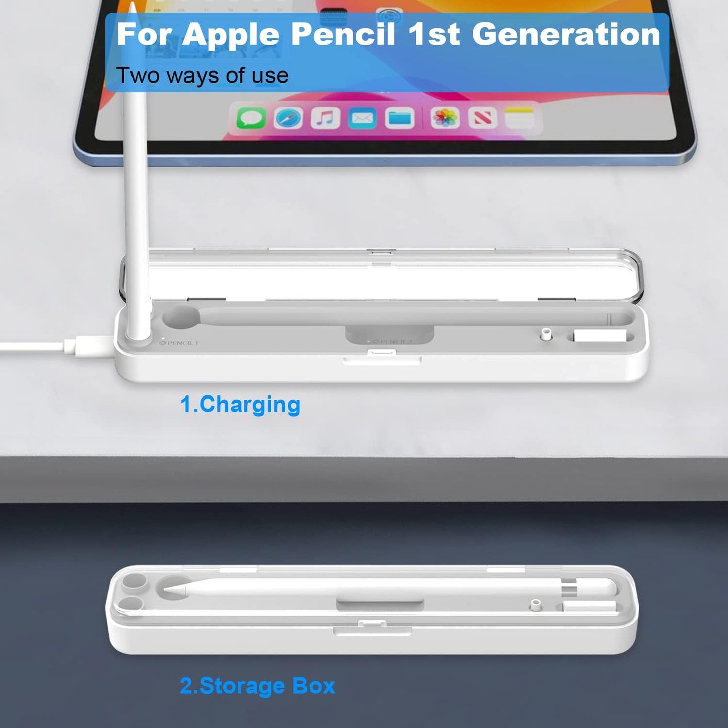 AreMe 2 1 2nd 1st 2nd in Charging Case Compatible with Apple Pencil and Generation, Magnetic Wireless Charger Dock