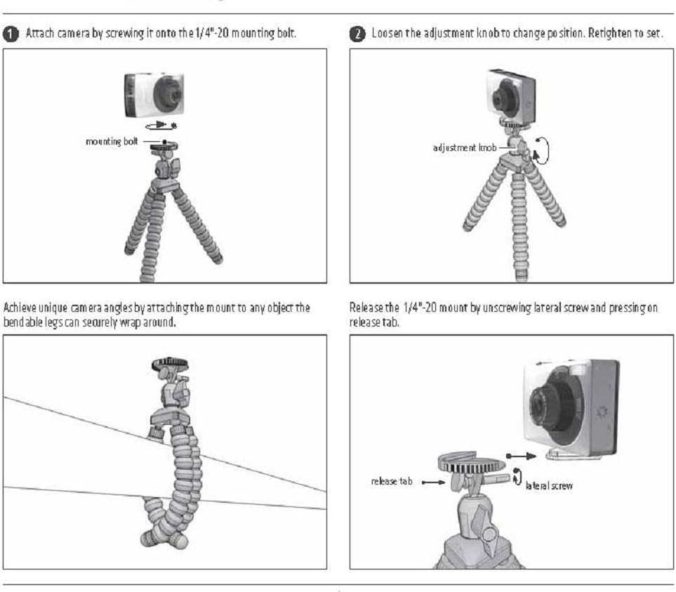 ARKON CMPTRI Mounts Mini Tripod Camera Mount | Content Creation & Live Streaming | Flexible Tripod Arms | Compatible