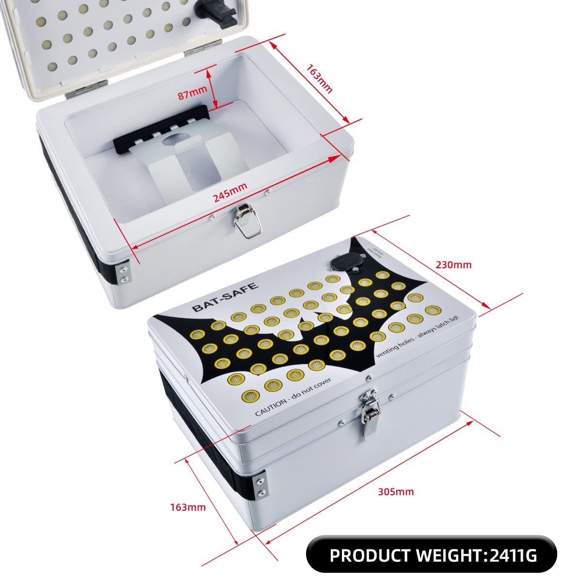 Lipo-Lithium Battery Charging Safe Box M Size