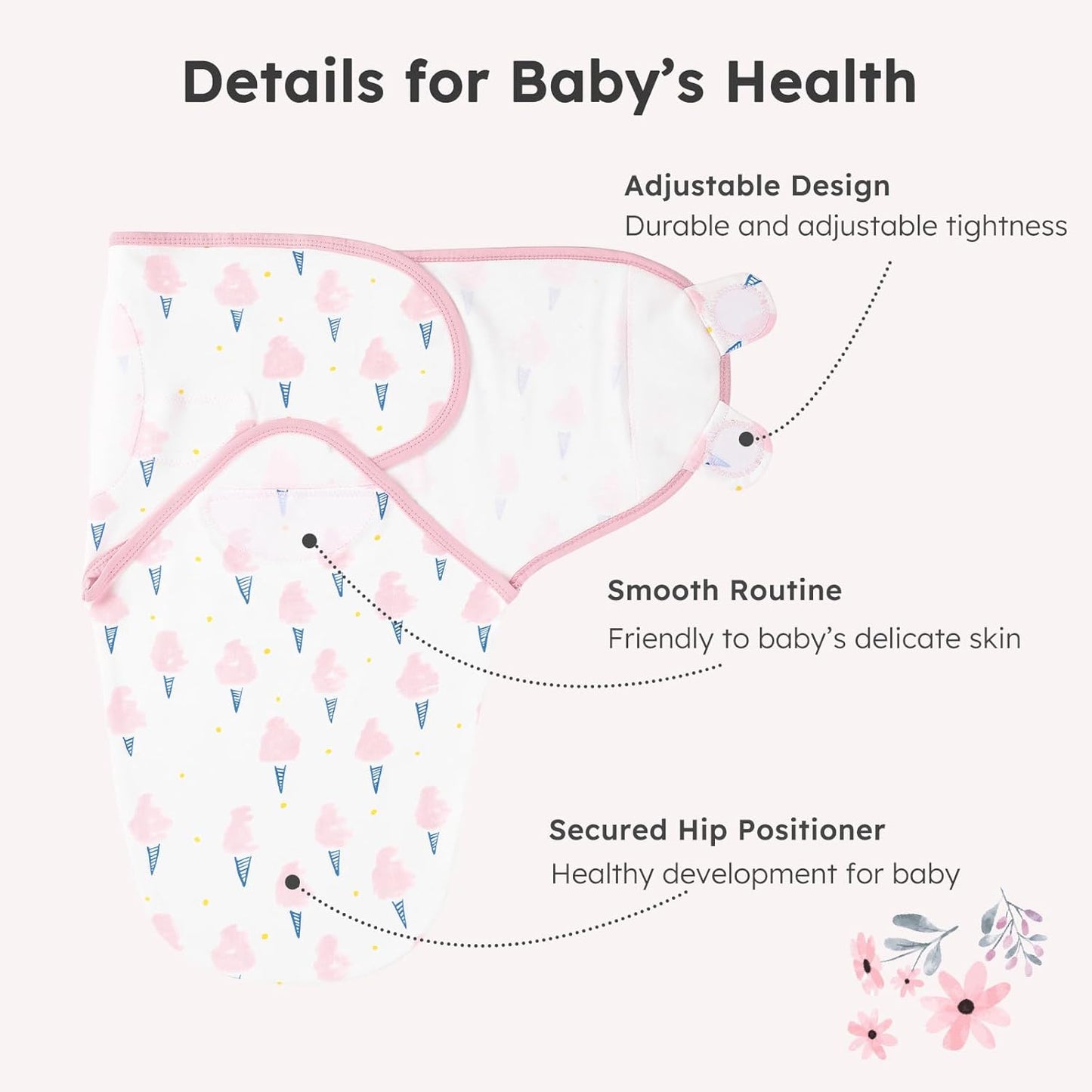 Yoofoss Baby Swaddles - 100% Cotton Adjustable Swaddle Sack | Breathable Soft 3-Pack for Newborns (0-3 Months)