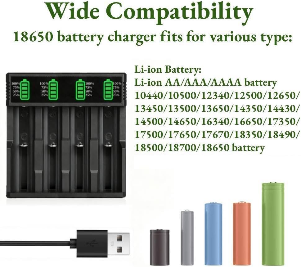 Generic 18650 4 3.7V 10440 14500 16340 18350 18500 18700 20700 21700 26650 Battery Charger, Bay LCD Display Smart Fast