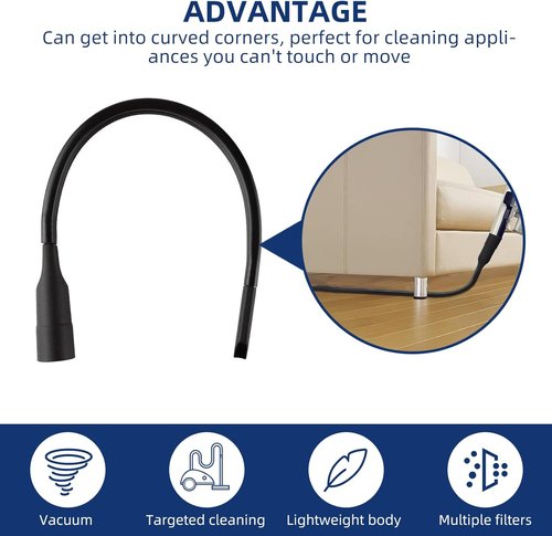 Flexible Vacuum Crevice Tool - 25" Attachment for 1-1/4" & 1-3/8" Hoses | Ideal for Tight Spaces