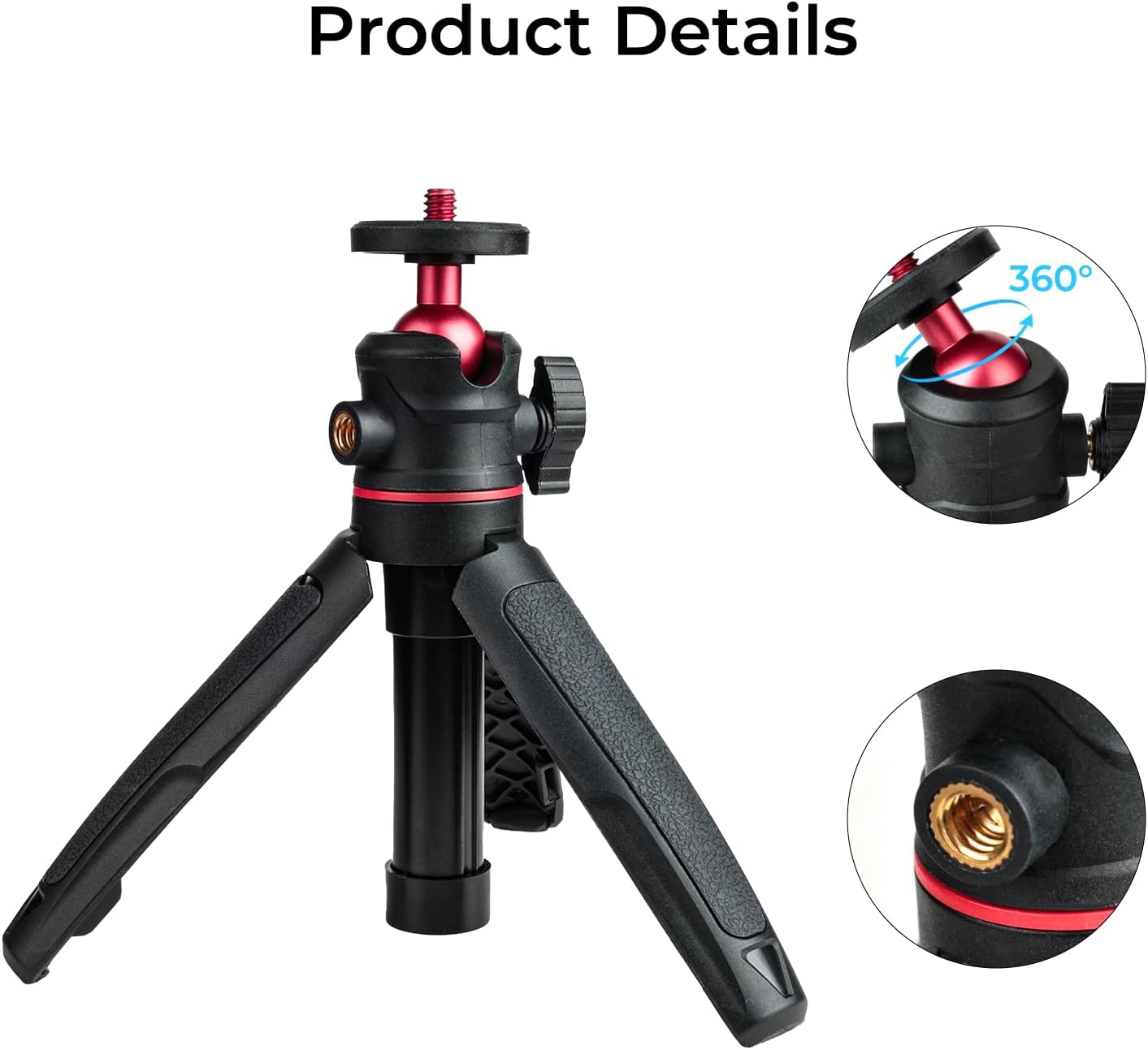 Wurkkos 360 1/4" CL01 HD02 DL08 Mini Telescopic Tripod, Handheld Stand with Flexible Ball Head and Screw for Camping