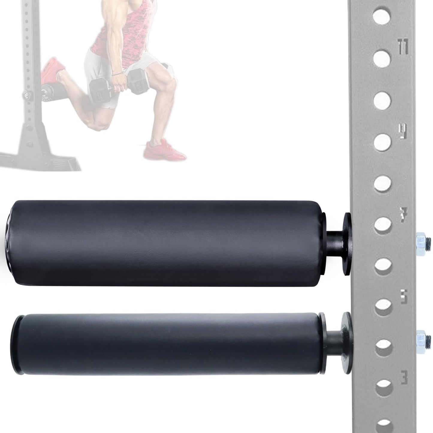 CONBUT Single Leg Squat Roller / Nordic Hamstring Curl for Squat Rack Power Rack Attachments, Bulgarian Split Squat for Workout Equipment Home Gym Accessories （Foam diameter 3" / 75mm , for 0.7" / 18mm aperture)