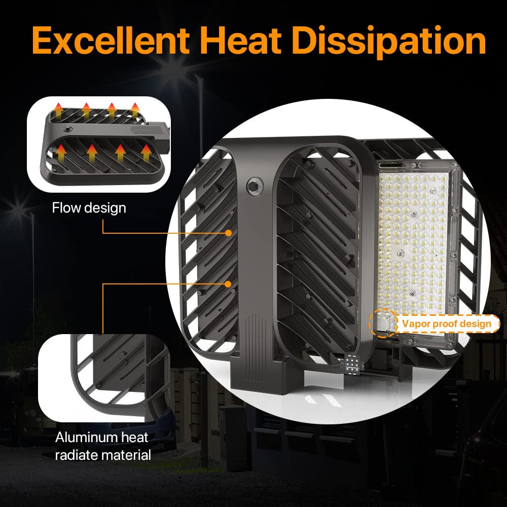 DEMILARE Parking Lot Lights 200W 2Pack 30000LM(150LM/W) Dusk to Dawn Outdoor LED Shoebox Light Slip Fit Pole Mount IP65 Waterproof 120-277V Commercial Street Area Lighting for Roadways, Backyard
