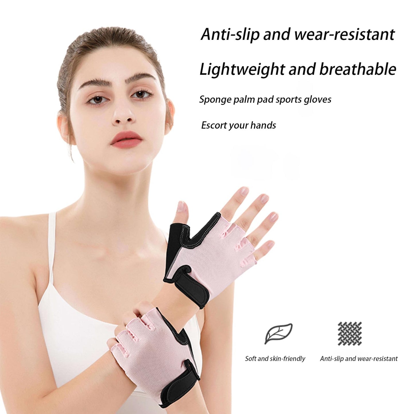 Workout Gloves for Women, Fingerless Weight Lifting Gloves with Full Genuine Suede Palm, Enhanced Grip, Full Palm Protection, Breathable Gym Gloves for Fitness, Training, Cycling, Pull Ups