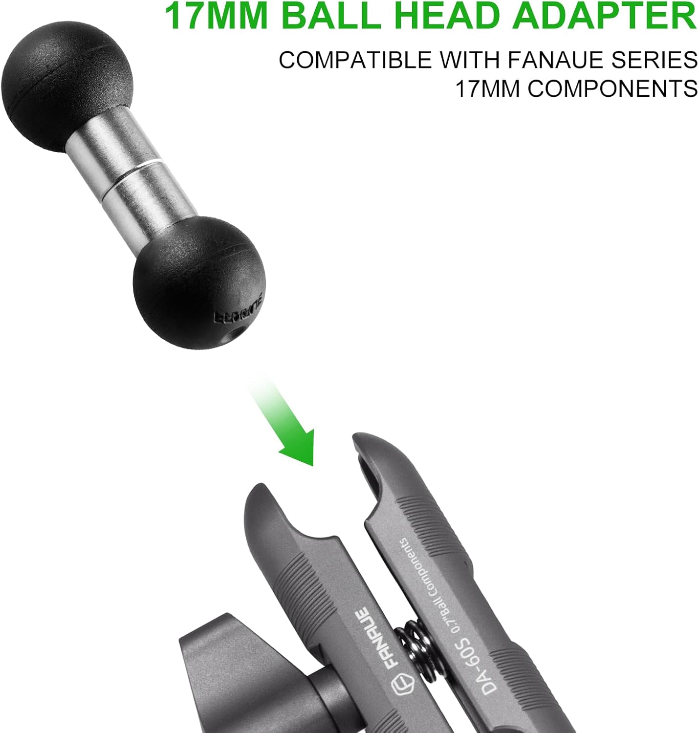 FANAUE 17mm 17mm Aluminum to Ball Head Adapter, Compatible with Garmin and Other GPS Devices with Connection
