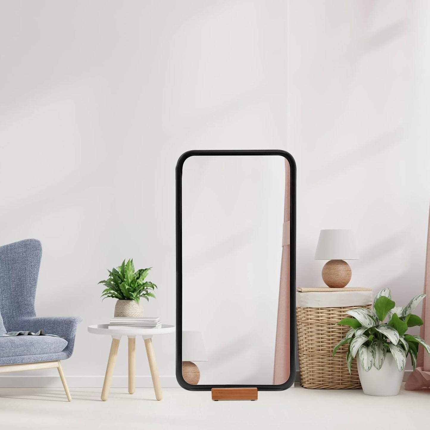 Uonlytech Full-Length Mirror Stand Holder - 2-Piece Wooden Frame for Stylish Home Decor