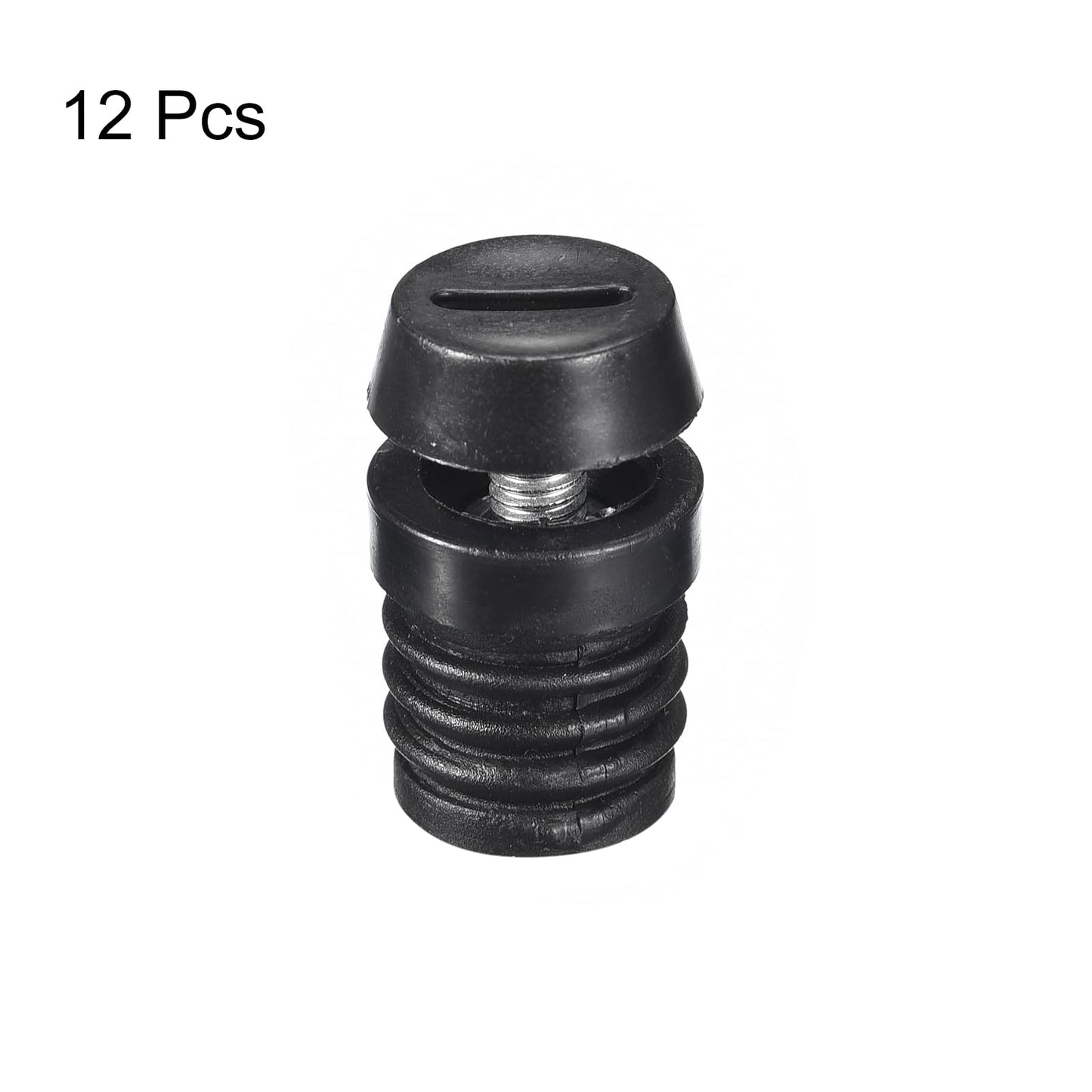 uxcell 12Pcs Inserts for Round Tubes with Leveling Feet, for 19mm/0.75" OD Round Tube, M6-1.0mm Thread Black Plastic Furniture Chair Blanking End Caps Insert Plugs