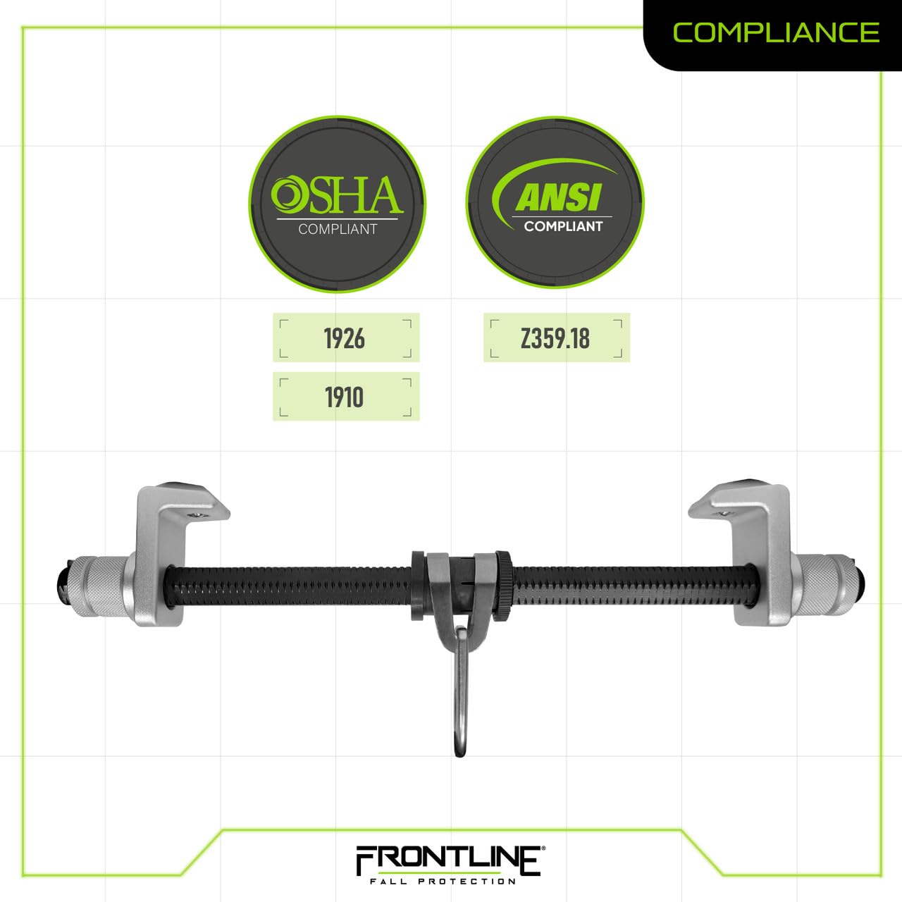 Frontline ST12AH Aluminum I-Beam Slider Anchor | Aluminum material makes the I-beam anchor extremely lightweight | ANSI & OSHA Compliant