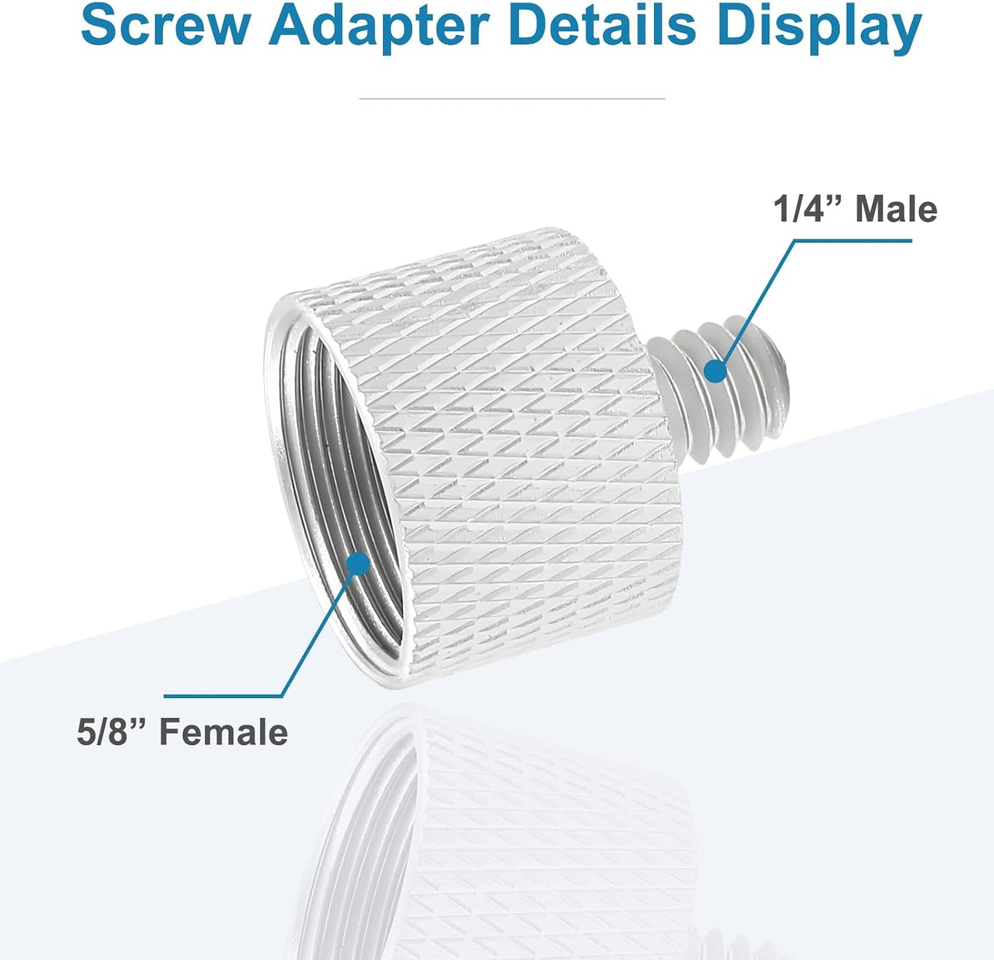 5/8" 1/4" Mic Stand Adapter Female to Male, Microphone Screw Adapter, Thread Conversion Connector for Microphone Mount