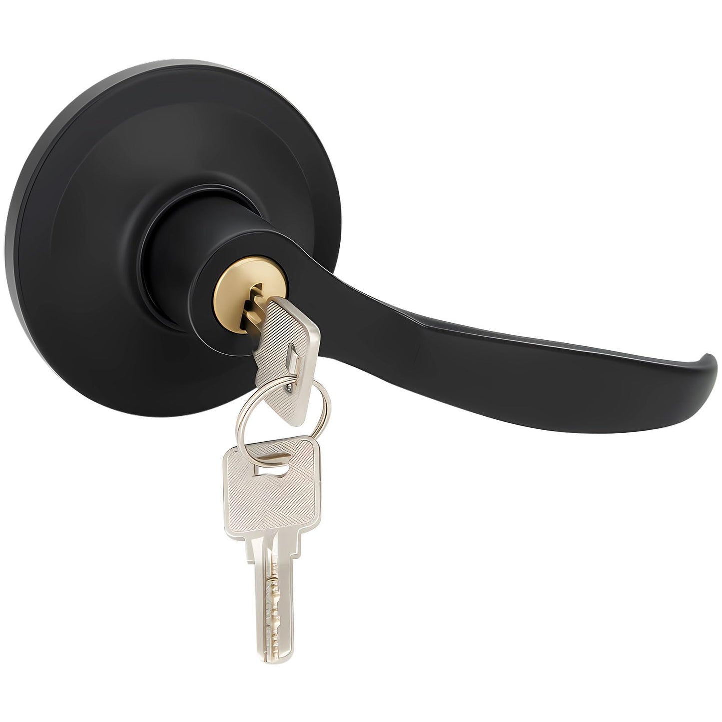 33.5" Panic Bar Exit Device with Exterior Lever Lock & Key Set, Commercial Push Bar Door Lock with Roller Strike Plate & End Caps, UL10C & ANSI Grade 1 Certified Emergency Exit Hardware