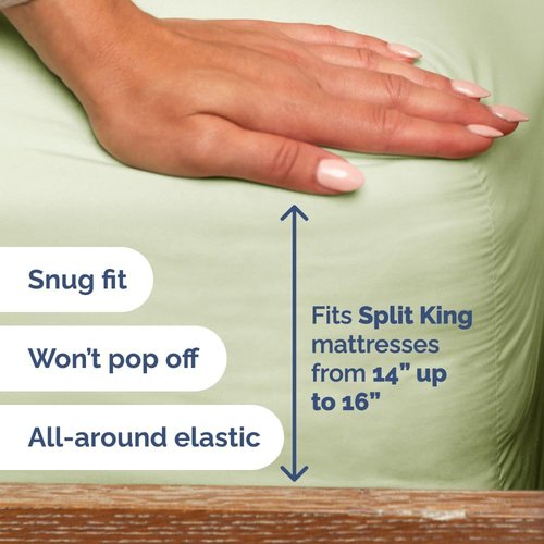 Flex Top Split Head King Sheet Set - Comfy Cooling Bed Sheets | Luxury Hotel Quality - Deep Pockets, Soft Light Sage Green