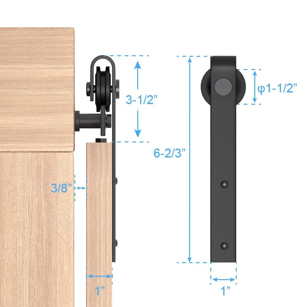 ZEKOO 8FT Super Mini Sliding Barn Door Hardware Kit for Double Door Cabinet, Small Barn Door Hardware Track Kit for TV Stand, Cupboards, Storage Cabinets, Wardrobes, J Shape Hanger (No Cabinet)