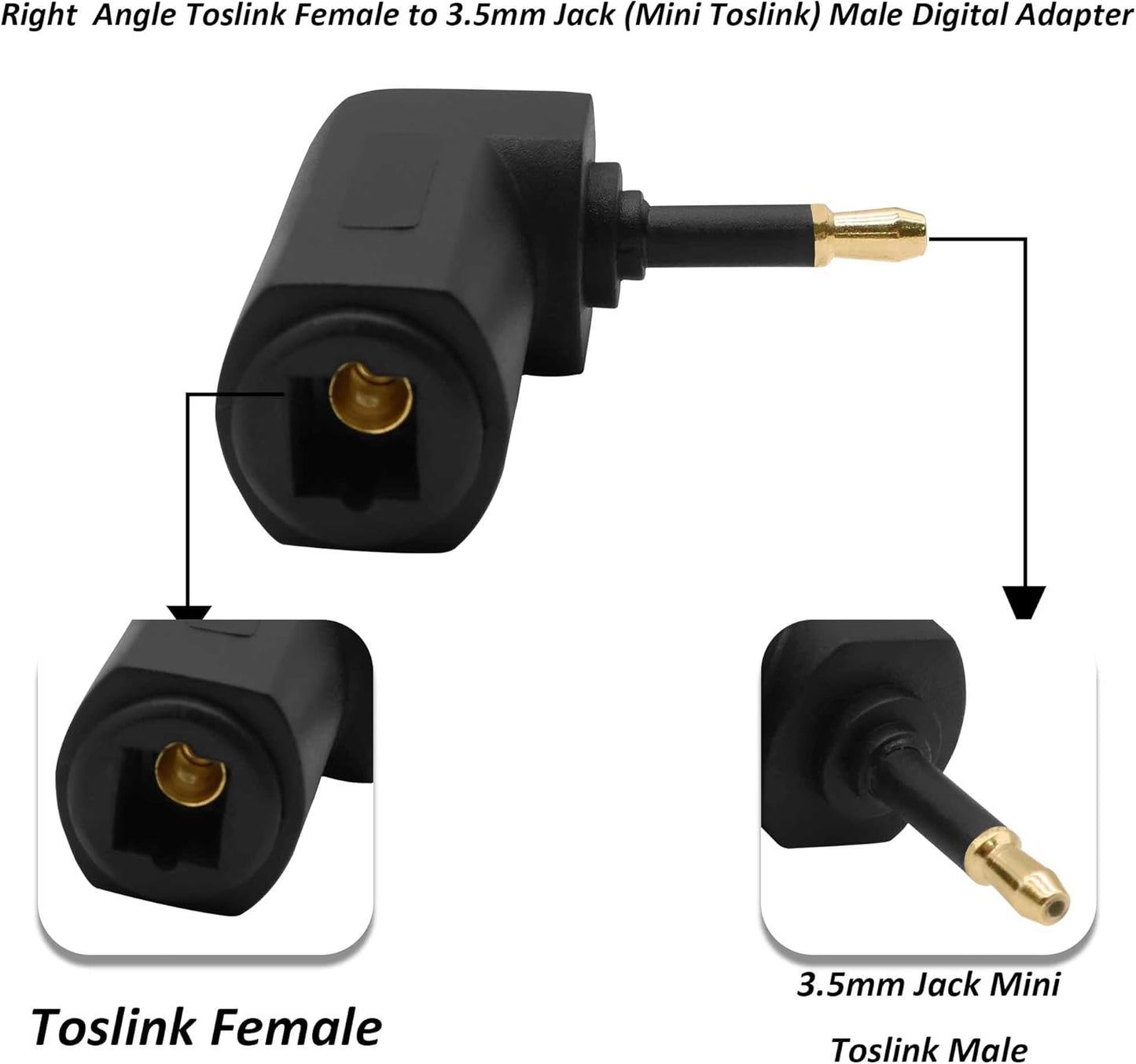 YARCHONN 90 3.5mm 4pcs Mini Toslink Adapter Digital Fiber Optical Audio Female to Degree Jack Mini Toslink Right Angle