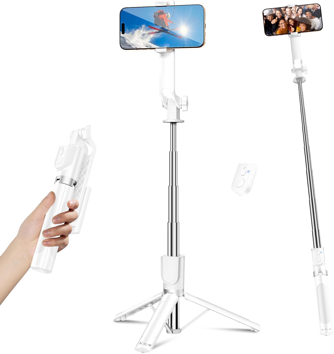 SENSYNE 53" Selfie Stick for Phone, Extendable Travel Tripod with Detachable Remote for Photography, Selfies