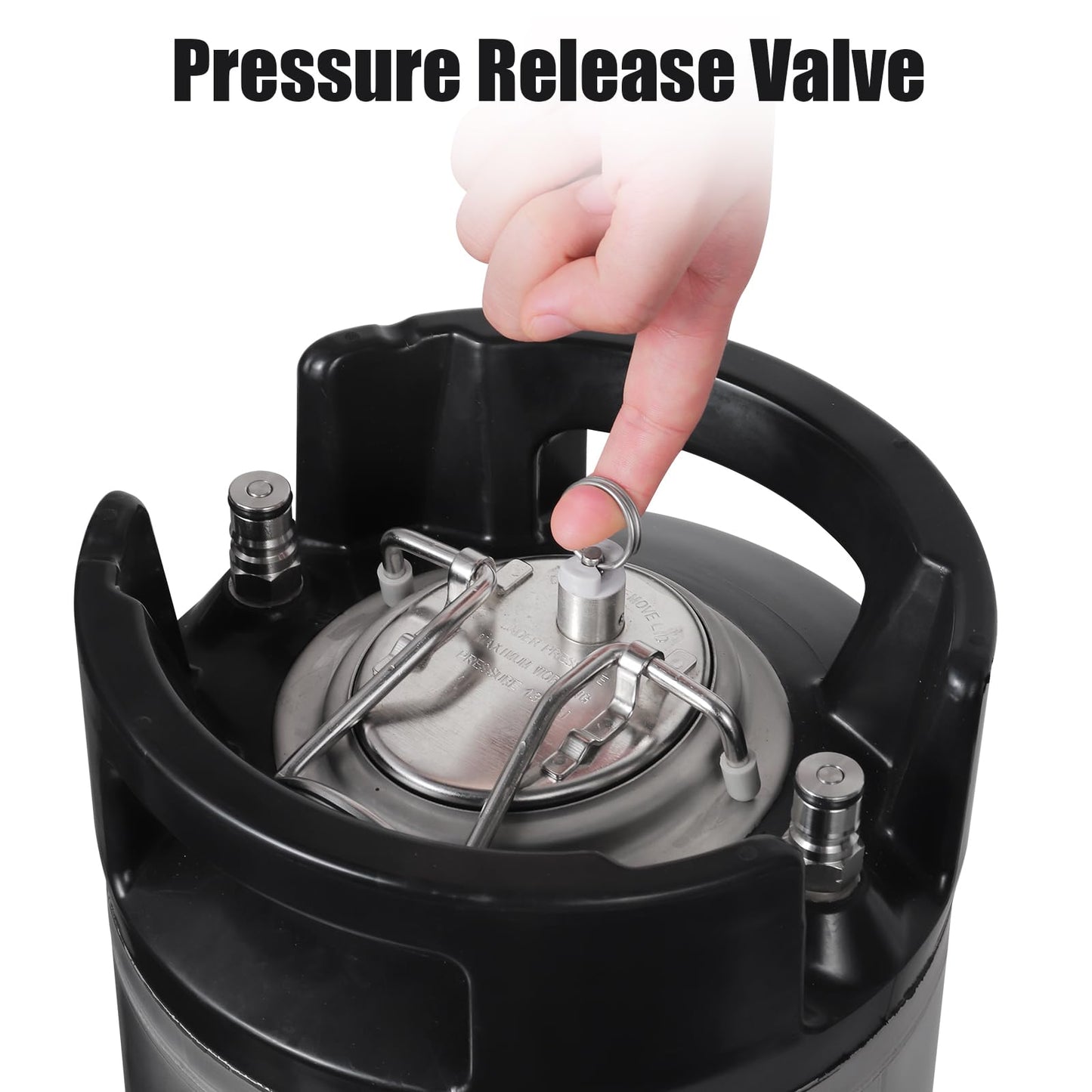Ferroday Upgraded 5 Gallon Ball Lock Keg, Stainless Steel Corny Keg with Ball Lock Post, Portable Cornelius Beer Keg with Dual Rubber Handle, Gasket Set for Commercial Home Brewing