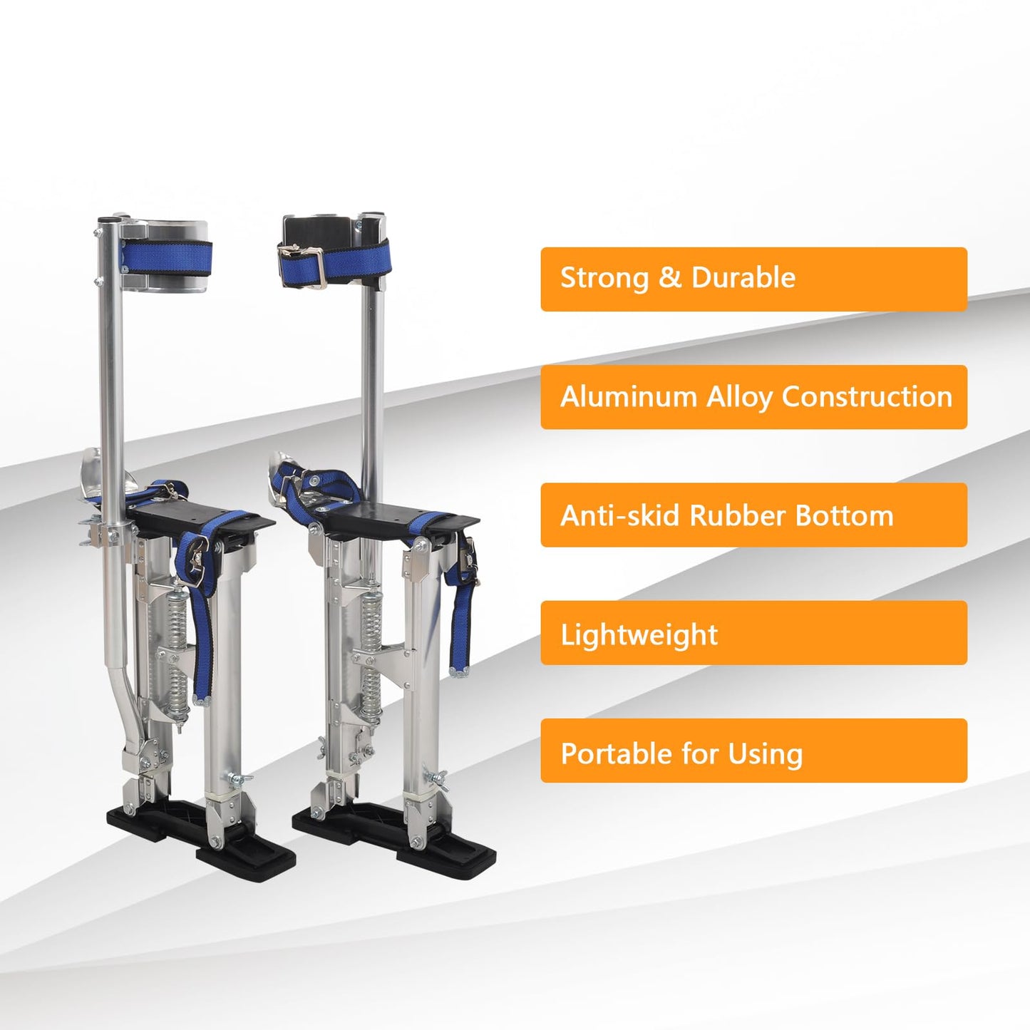 BIGREAT Silver Drywall Stilts 15-23 Inch Height Adjustable Lifts Aluminum Tool for Painting Finishing Pruning Branches Cleaning